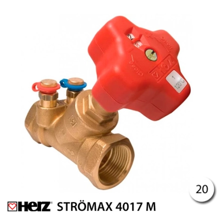Клапан балансувальний Herz, Ду 20 STROMAX-4017 M FODRV з вбудованою діафрагмою (1401702)
