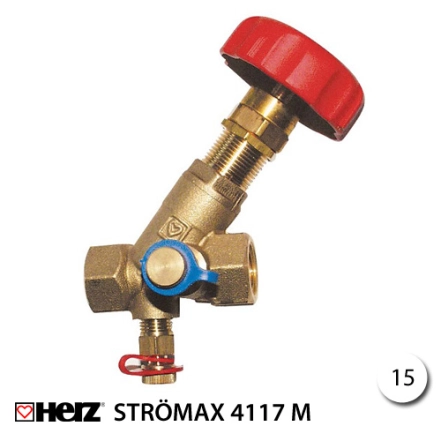 Клапан балансувальний Herz, Ду 15 STROMAX-4117 М з вимірювальними клапанами  (1411751)