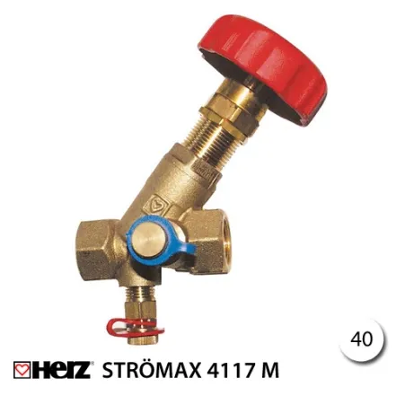 Клапан балансувальний Herz, Ду 40 STROMAX-4117 М з вимірювальними клапанами (1411755)