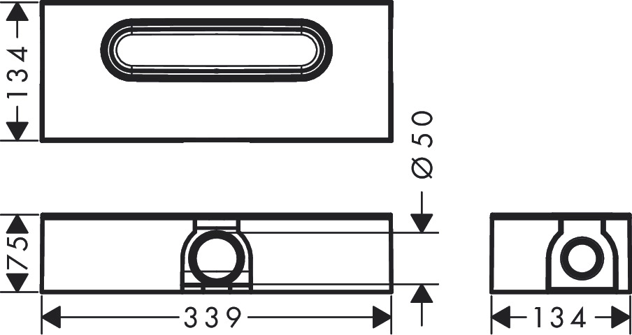 Прихована частина Hansgrohe для каналів uBox universal ø50 (01001180) Фото - 1
