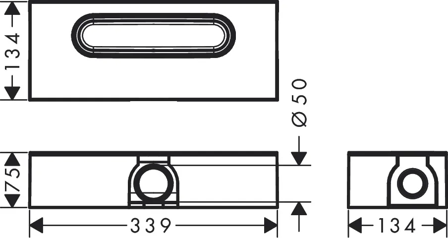 Скрытая часть Hansgrohe для каналов uBox universal ø50 (01001180) Фото - 1