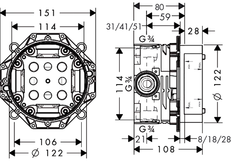 Прихована частина Hansgrohe Ibox universal (01800180) Фото - 1