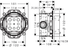 Прихована частина Hansgrohe Ibox universal (01800180) Фото - 1