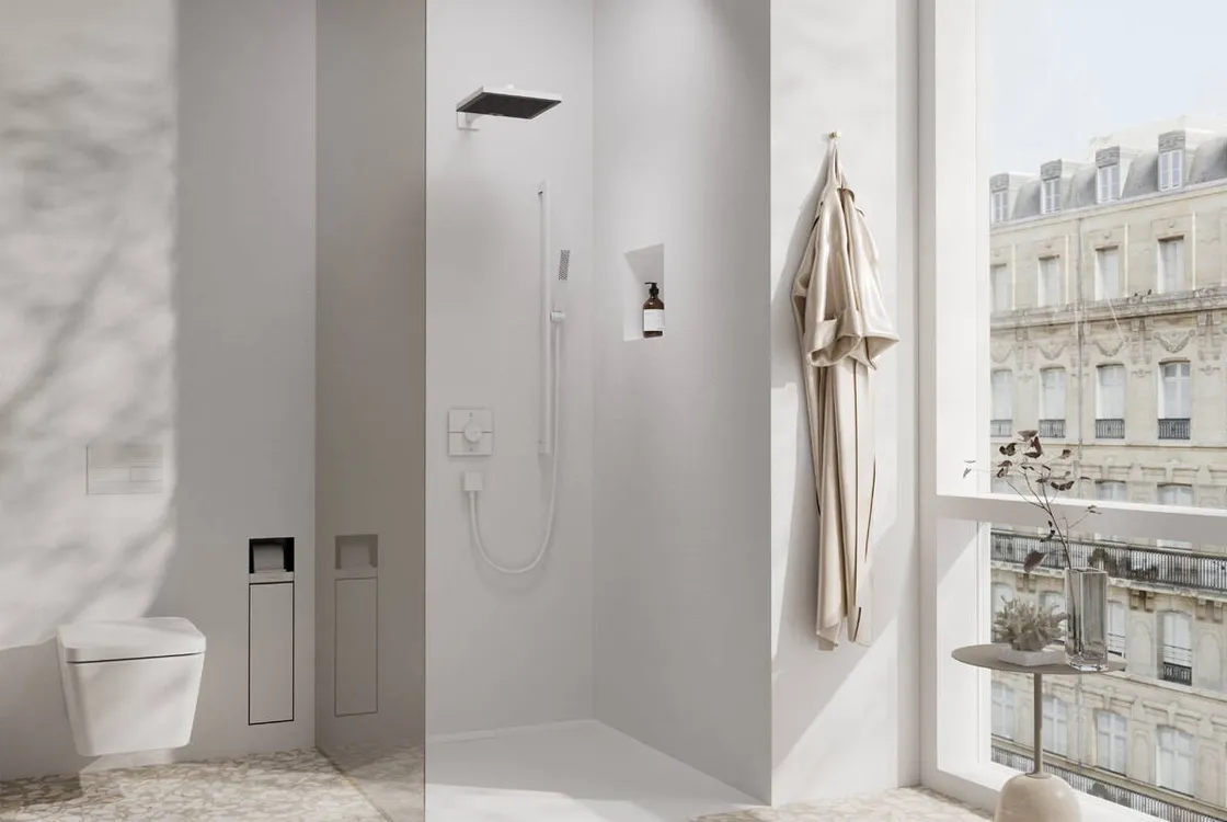 Термостат скрытого монтажа Hansgrohe ShowerSelect Comfort E на 2 функции, матовый белый (15572700) Фото - 1