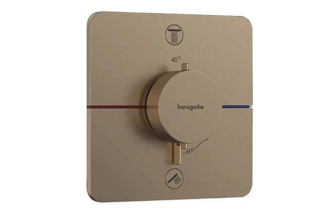 Термостат скрытого монтажа Hansgrohe SHOWER SELECT COMFORT Q для 2х потребителей, шлифованная бронза