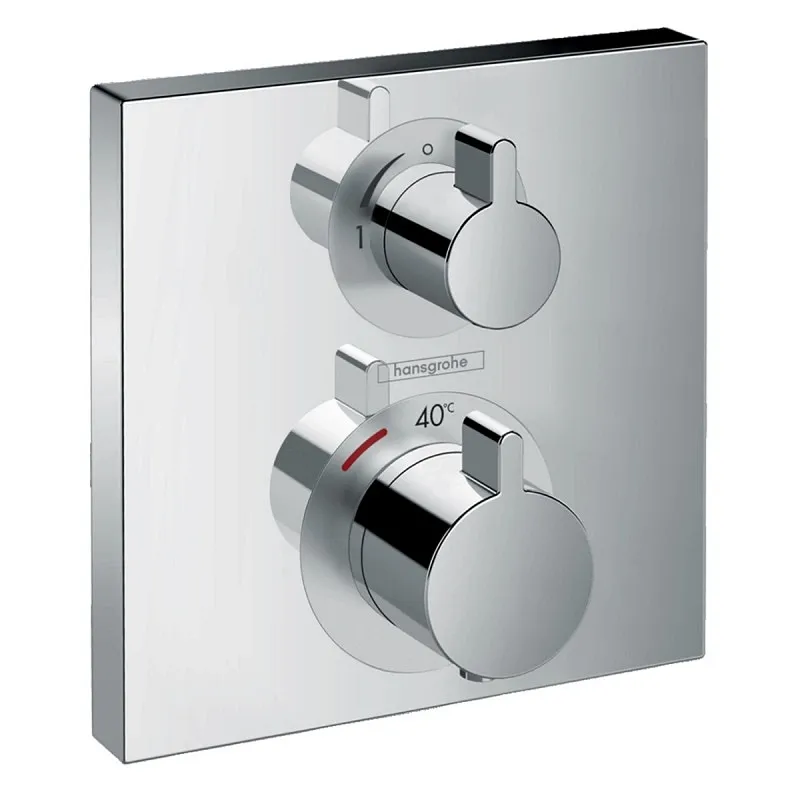 Термостат скрытого монтажа Hansgrohe Ecostat Square с запорным вентилем 1Jet, хром (15712000)