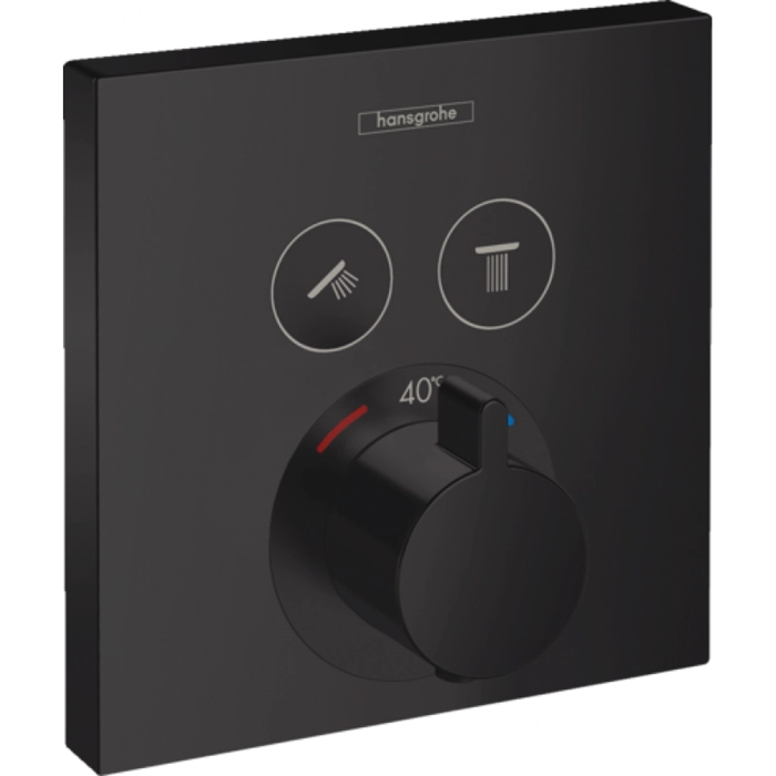 Термостат прихованого монтажу Hansgrohe ShowerSelect  для 2х споживачiв, чорний матовий
