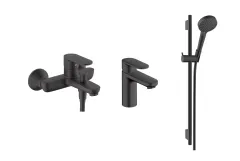 Набор смесителей Hansgrohe EcoSmart для ванны Vernis Blend MB 100 (71551670+71440670+26423670), черный матовый (20230001)