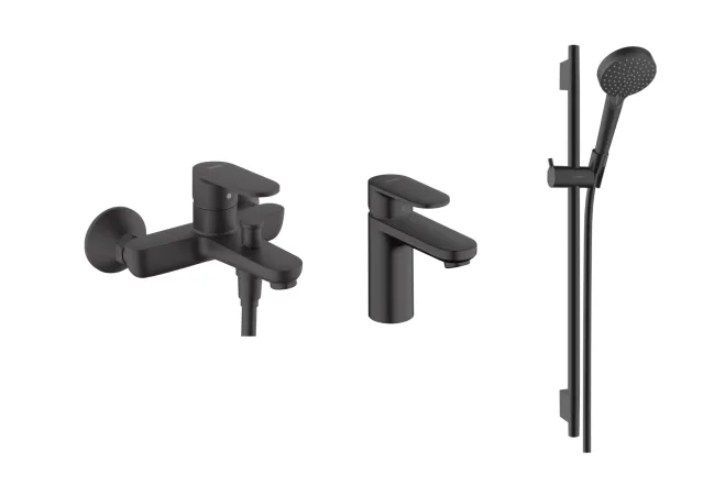 Набір змішувачів Hansgrohe EcoSmart для ванни Vernis Blend MB 100 (71551670+71440670+26423670), чорний матовий (20230001)