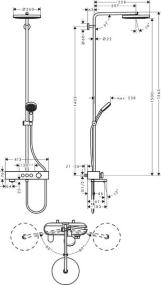 Душова система 260 з термостатом на ванну Hansgrohe PULSIFY Showerpipe Фото - 1