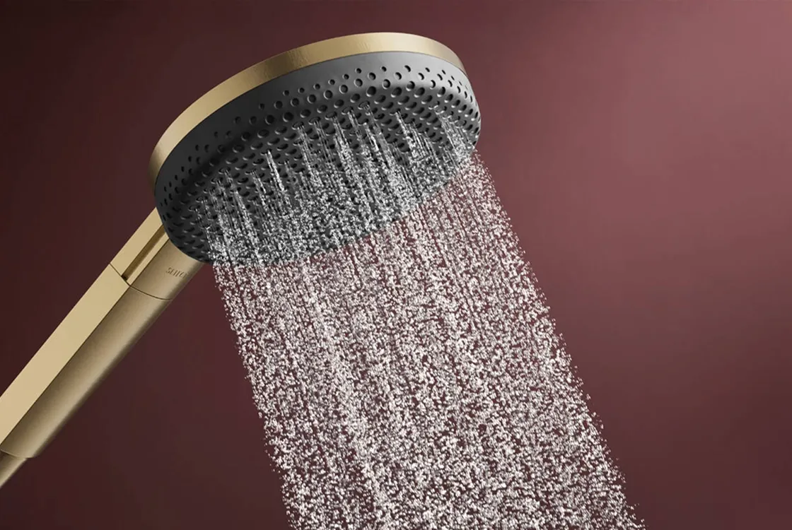 Ручний душ Hansgrohe RAINDANCE ALIVE SELECT S (3 типи струменів RainAir, PowderRain, Massage), шліфованна бронза Фото - 3