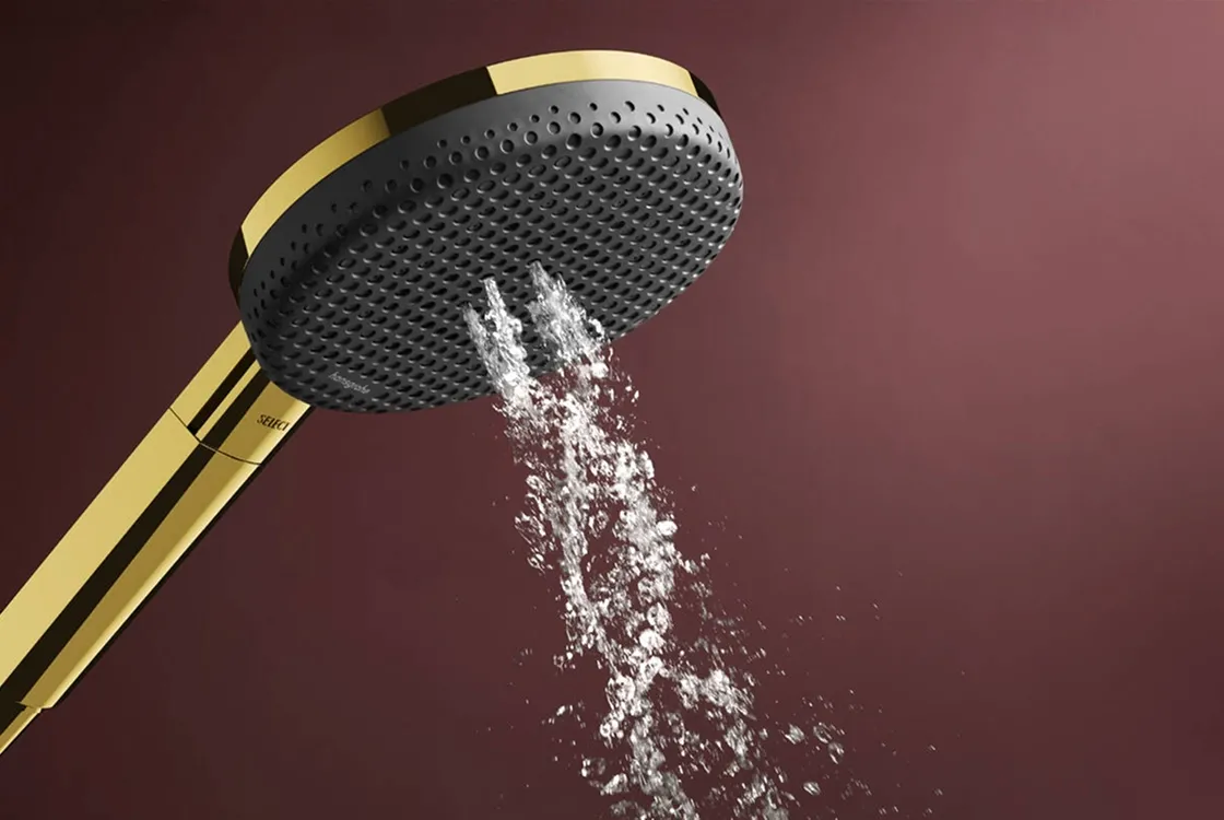 Ручний душ Hansgrohe RAINDANCE ALIVE SELECT S (3 типи струменів RainAir, PowderRain, Massage), полірованне золото Фото - 2