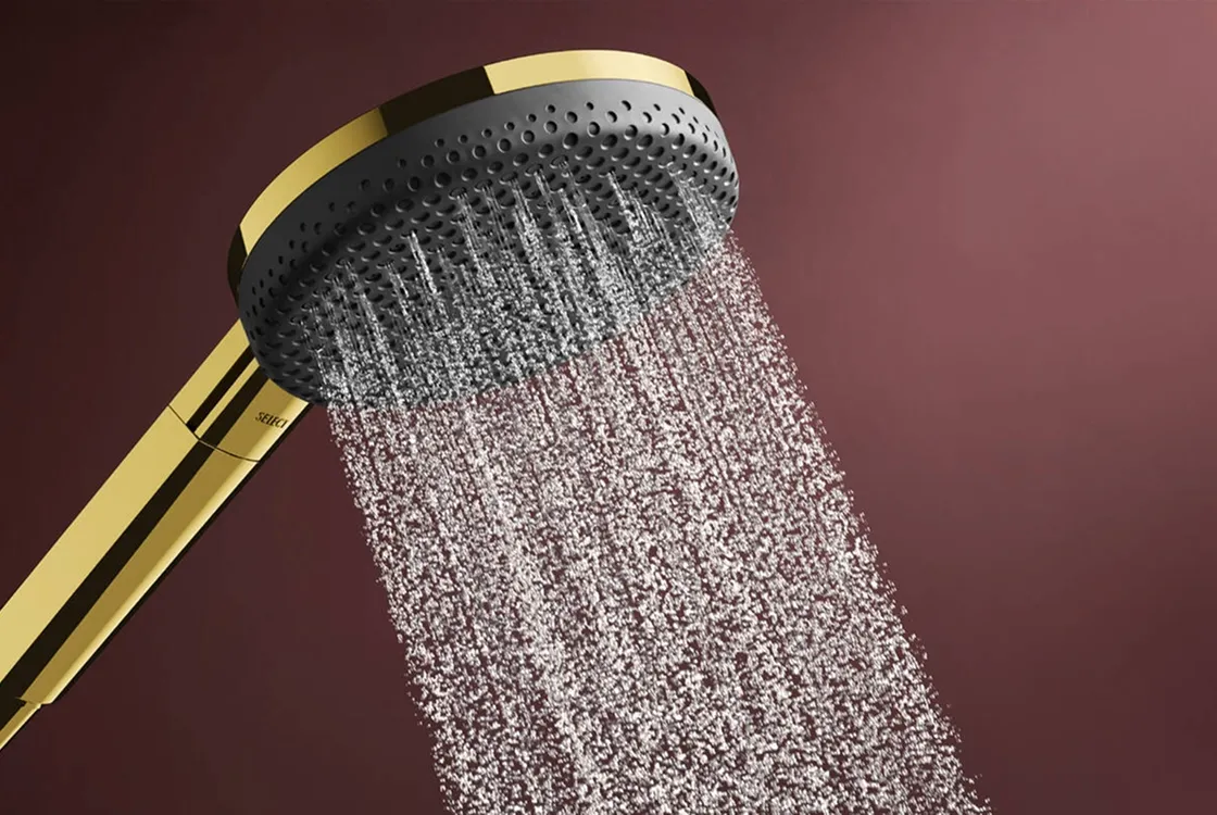 Ручний душ Hansgrohe RAINDANCE ALIVE SELECT S (3 типи струменів RainAir, PowderRain, Massage), полірованне золото Фото - 3