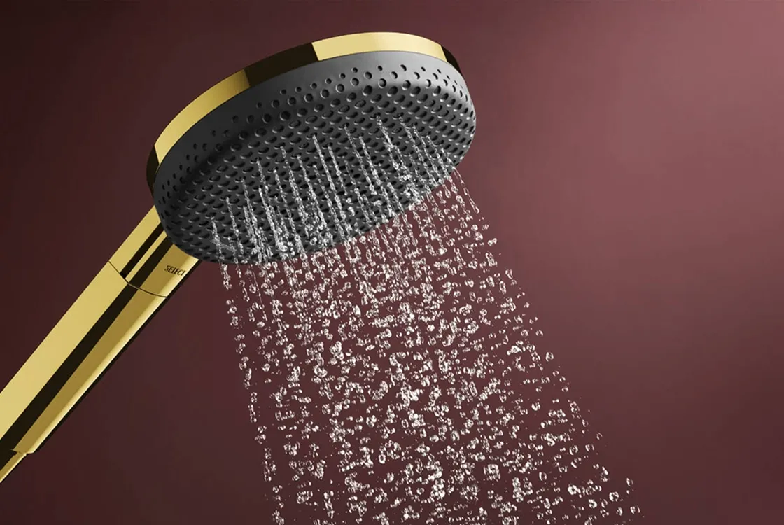 Ручний душ Hansgrohe RAINDANCE ALIVE SELECT S (3 типи струменів RainAir, PowderRain, Massage), полірованне золото Фото - 4