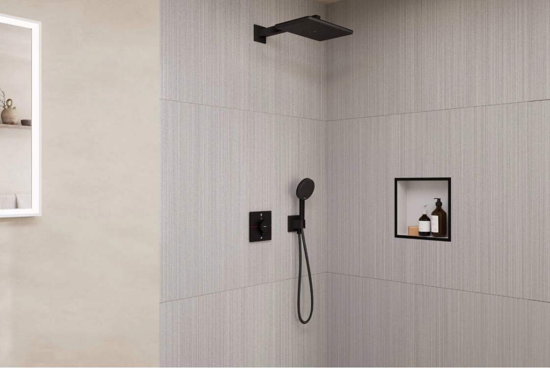 Душова система Hansgrohe Raindance Alive Q 210/340 1jet, 24620670 чорний матовий Фото - 1