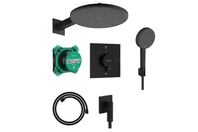 Душевая система Hansgrohe Raindance Alive S 300 1jet, 24630670 черный матовый