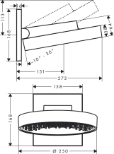 Верхний душ Hansgrohe Rainfinity 250 1jet с настенным держателем, хром Фото - 2
