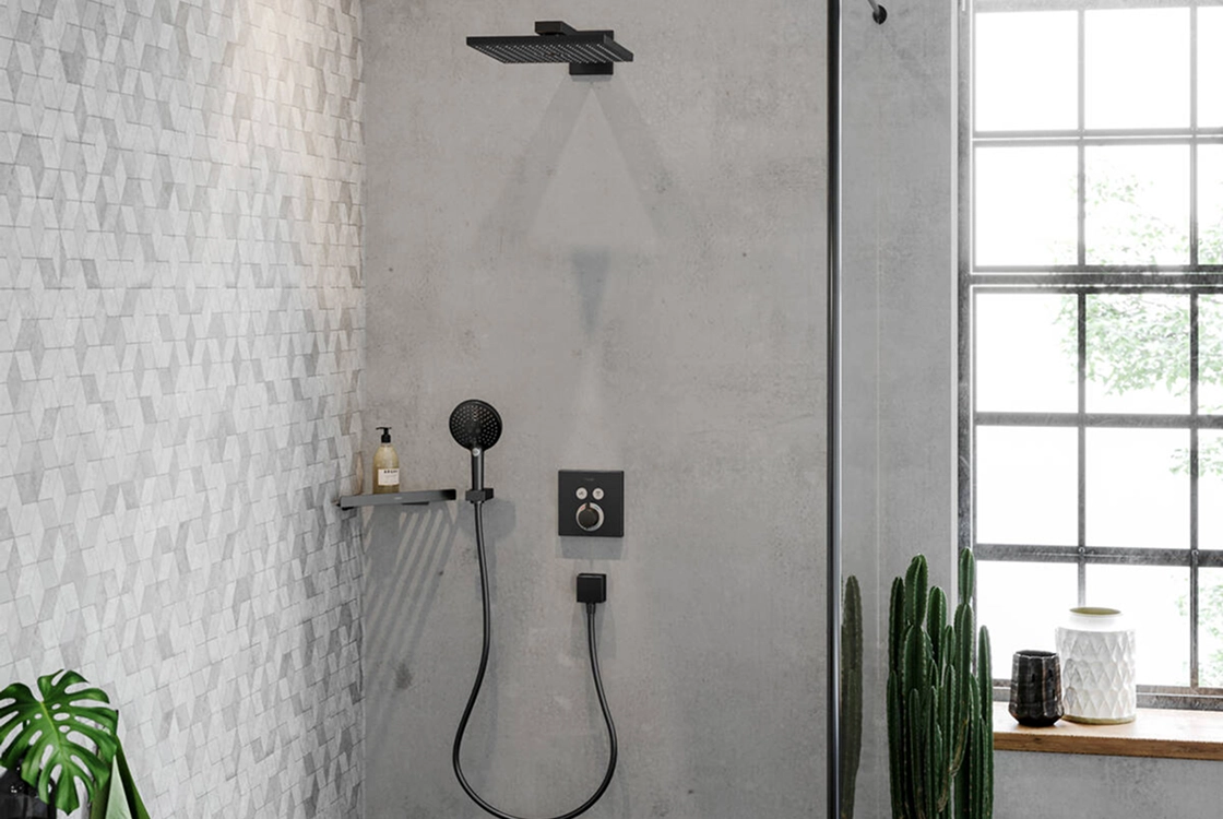 Верхній душ Hansgrohe Raindance E 300 Air 1jet, з тримачем 390 мм, шлiфований чорний хром Фото - 1