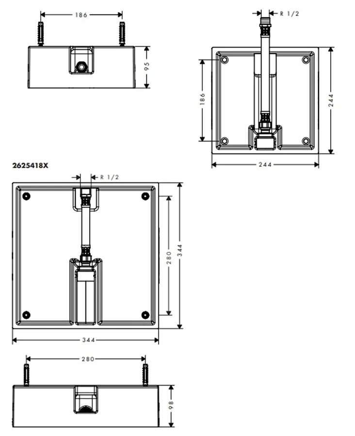Скрытая часть для монтажа верхнего душа Hansgrohe Raindance E 400 x 400 мм Air 1jet Фото - 1