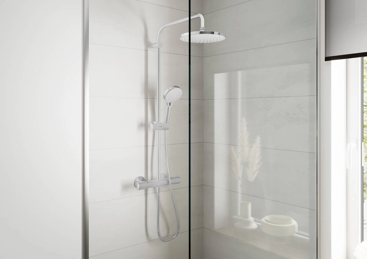 Душова  система Hansgrohe VERNIS BLEND Showerpipe 220 з термостатом,  чорний матовий Фото - 1