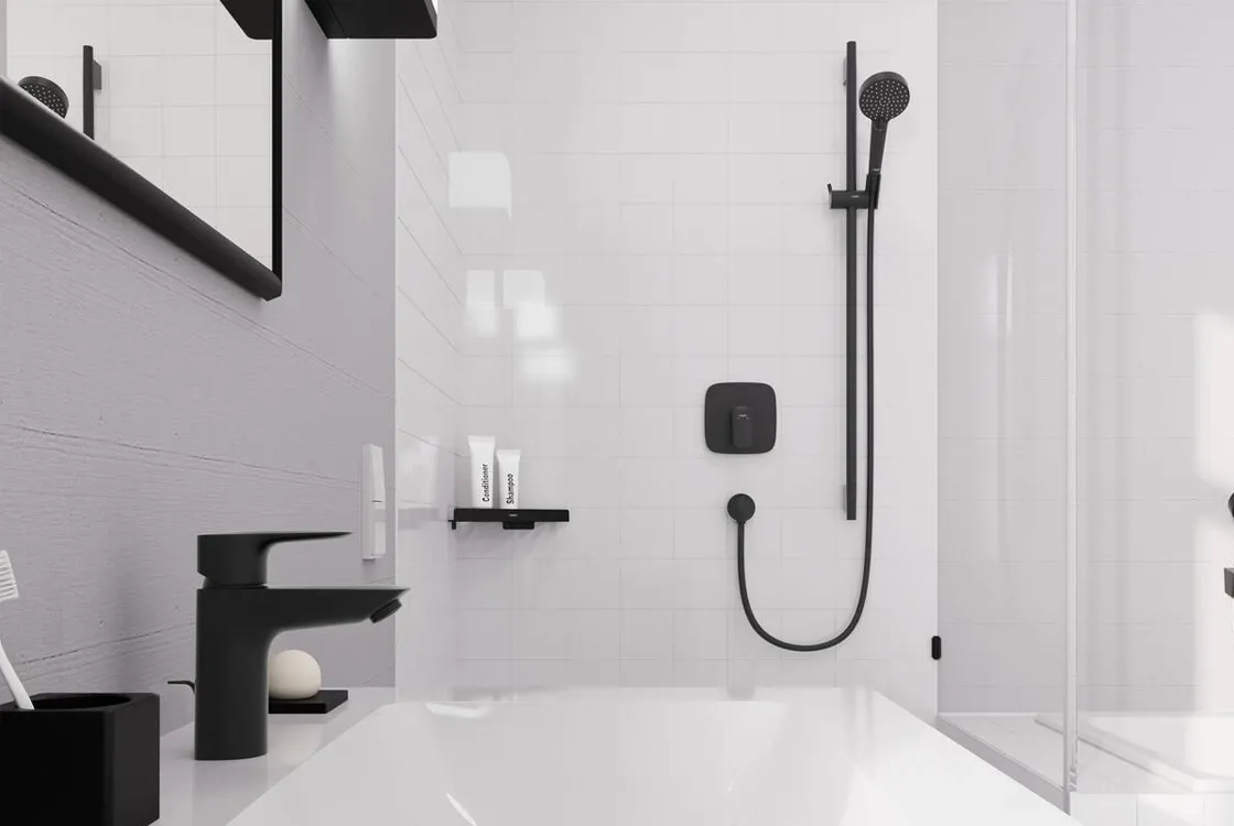 Душевой набор Hansgrohe VERNIS BLEND Vario, 2 режима, штанга 0,65м, шланг 1,6м, черный матовый Фото - 2