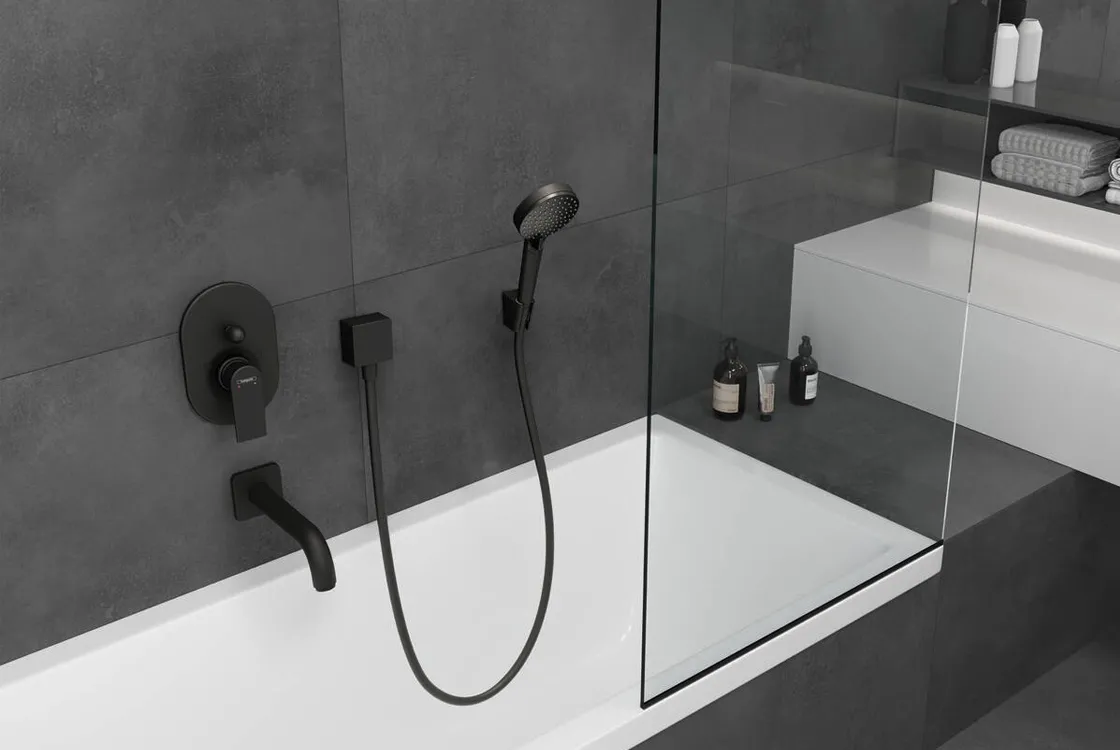 Шланговое подсоединение Hansgrohe Fixfit Square с клапаном обратного тока, цвет покрытия черный матовый Фото - 2