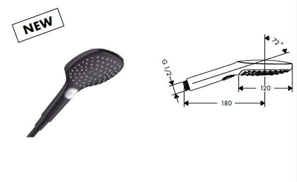 Ручной душ Hansgrohe Raindance Select E 3jet, матовый черный Фото - 3