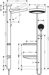 Душова система прихованого монтажу Hansgrohe Rainfinity Showerpipe 360 1jet , хром Фото - 1
