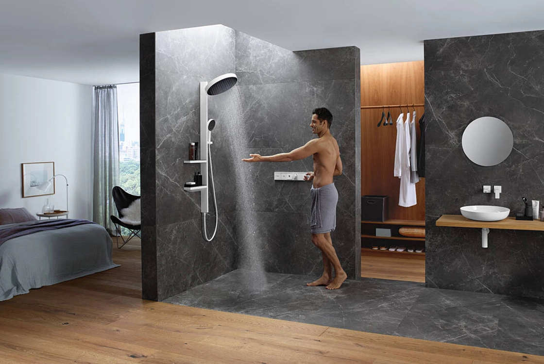 Душова система прихованого монтажу Hansgrohe Rainfinity Showerpipe 360 1jet , бiлий матовий Фото - 2