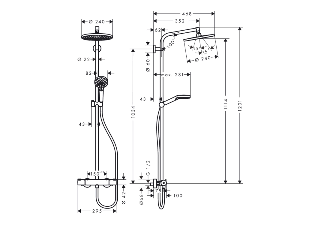 Душова система Hansgrohe з термостатом Crometta S 240 1jet Showerpipe, хром Фото - 3