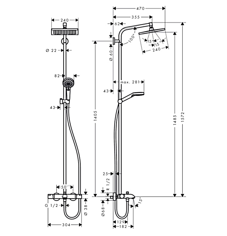 Душевая система Hansgrohe для ванны Crometta E 240 Фото - 1