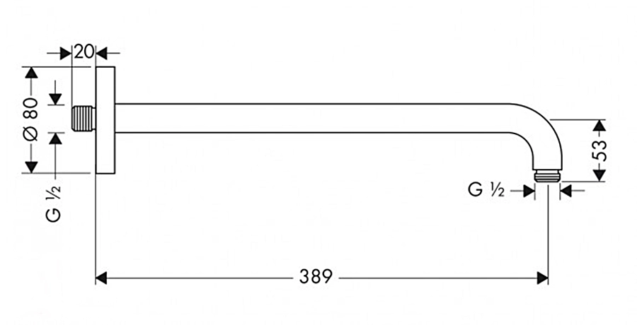 Держатель душа Hansgrohe настенный 389 мм, хром 27413000 Фото - 1