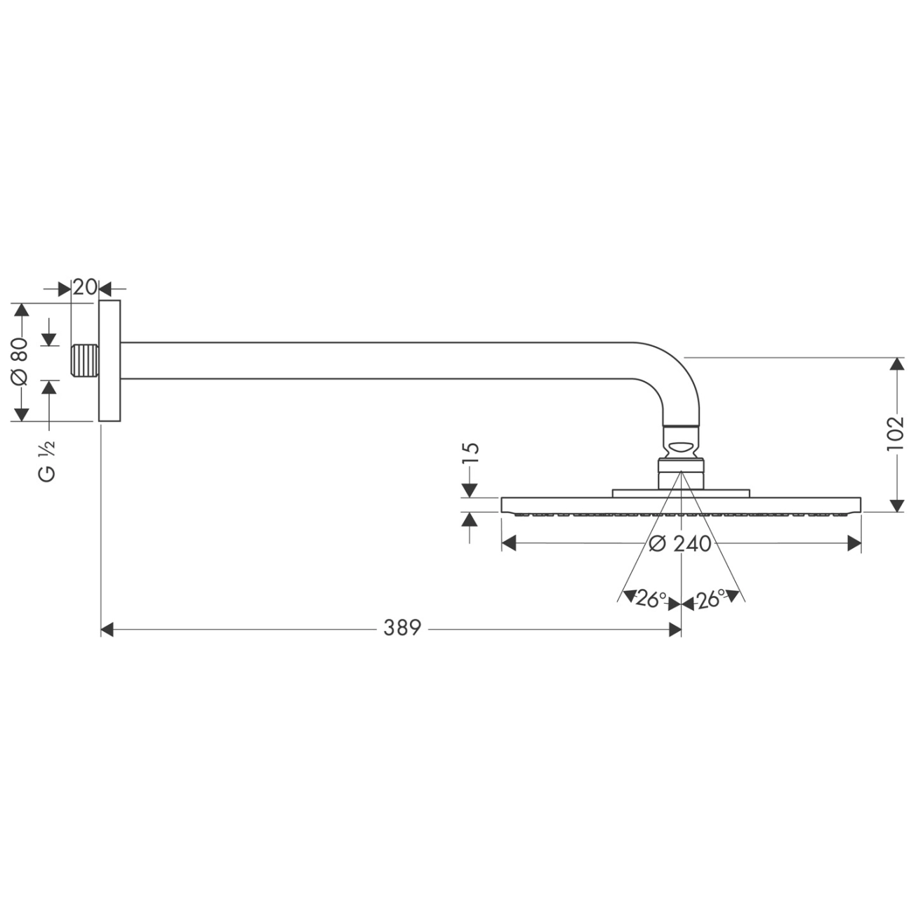 Верхній душ зі стіни Hansgrohe Raindance Air 240 мм (27474000) Фото - 1