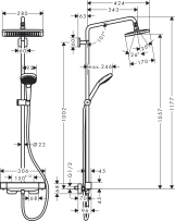 Душова система Hansgrohe Croma E Showerpipe 1jet, з термостатом, хром Фото - 1