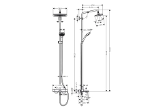 Душова система Hansgrohe Croma E Showerpipe 1jet з термостатом для ванни, хром Фото - 2