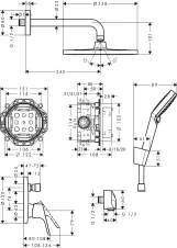 Душевой набор скрытого монтажа Hansgrohe CROMETTA S (26723000+27409000+26330400+31945000+01800180+28331000+27456000+28272000), хром Фото - 3