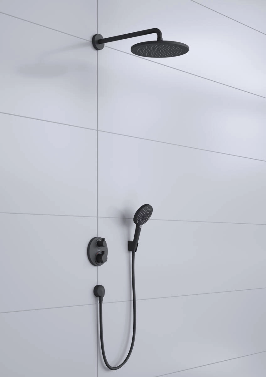 Душова система Hansgrohe Croma 280 Ecostat S з термостатом 27961670 чорний матовий Фото - 1