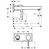 Смеситель для умывальника Hansgrohe Metris S скрытый монтаж, излив 225 мм, хром (31163000) Фото - 1