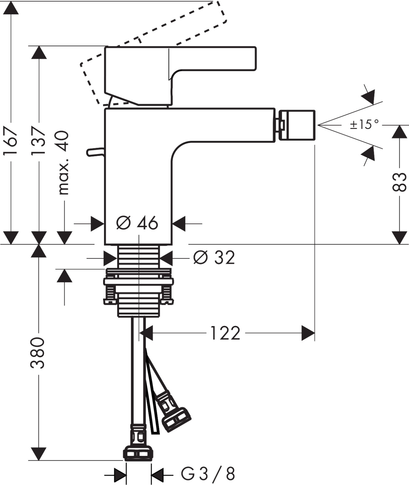 Змішувач для біде Hansgrohe Metris S (31261000) Фото - 1