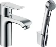 Змішувач для умивальника Hansgrohe Metris з гігієнічним душем, хром (31285000)