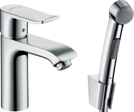 Змішувач для умивальника Hansgrohe Metris з гігієнічним душем, хром (31285000)
