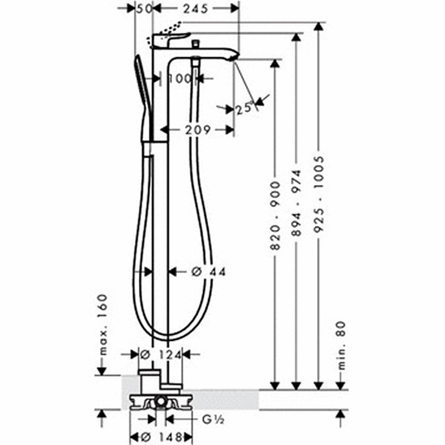 Змішувач для ванни Hansgrohe Metris (31471000) Фото - 1