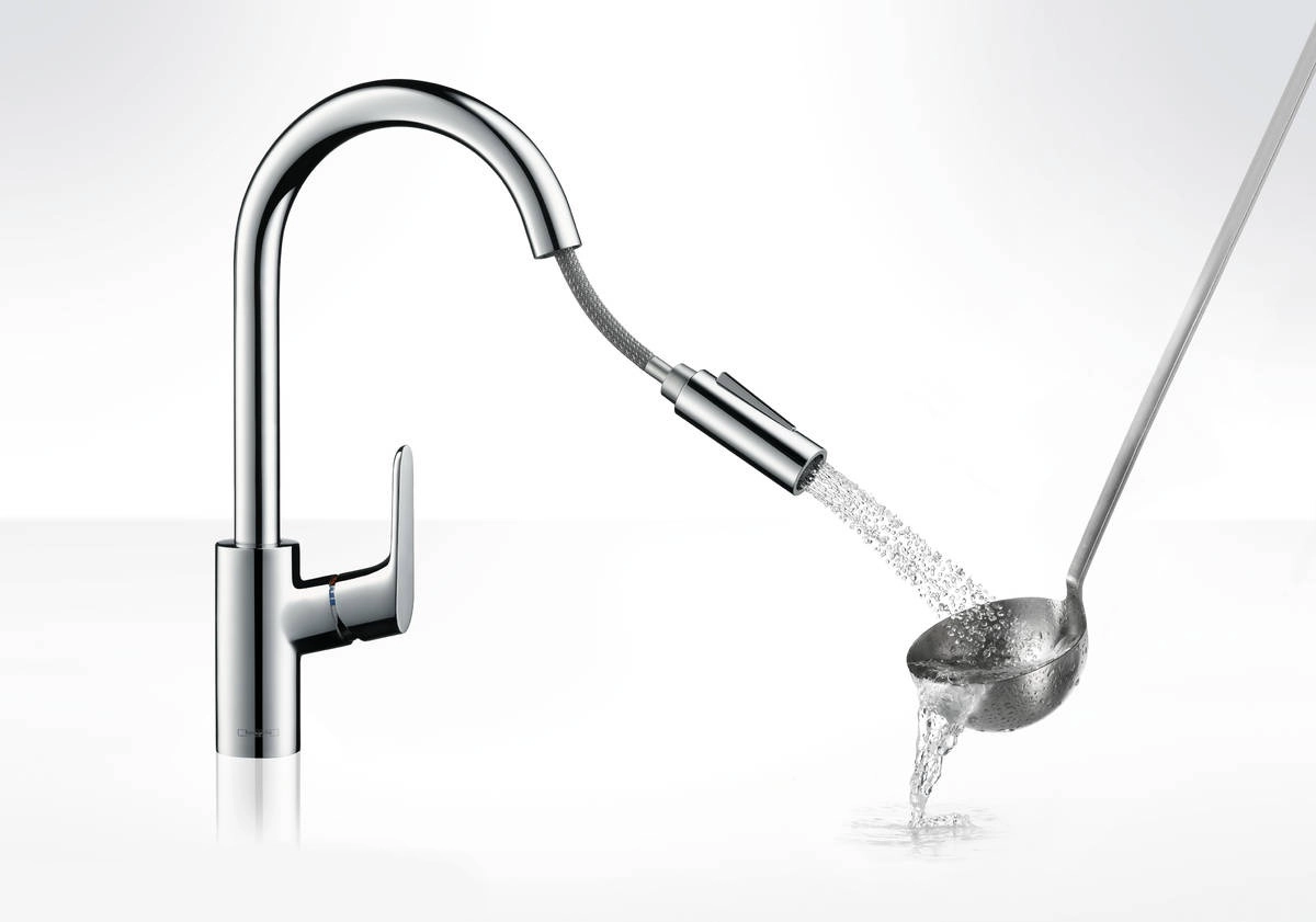 Змішувач для кухні Hansgrohe FOCUS 240, одноважiльний, з висувним душем, матовий чорний Фото - 2
