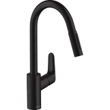 Змішувач для кухні Hansgrohe FOCUS 240, одноважiльний, з висувним душем, матовий чорний