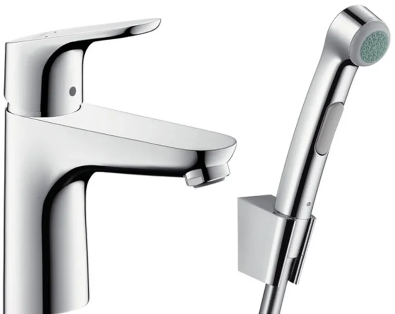 Змішувач для умивальника Hansgrohe Focus E 100 з гігієнічним душем, хром (31927000)