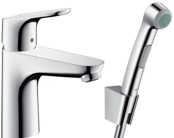 Змішувач для умивальника Hansgrohe Focus E 100 з гігієнічним душем, хром (31927000)