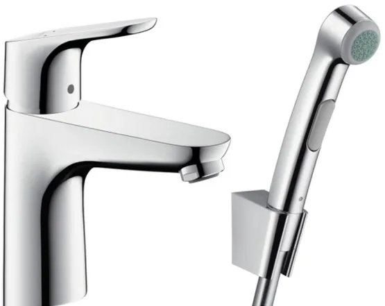 Смеситель для умывальника Hansgrohe Focus E 100 с гигиеническим душем, хром (31927000)