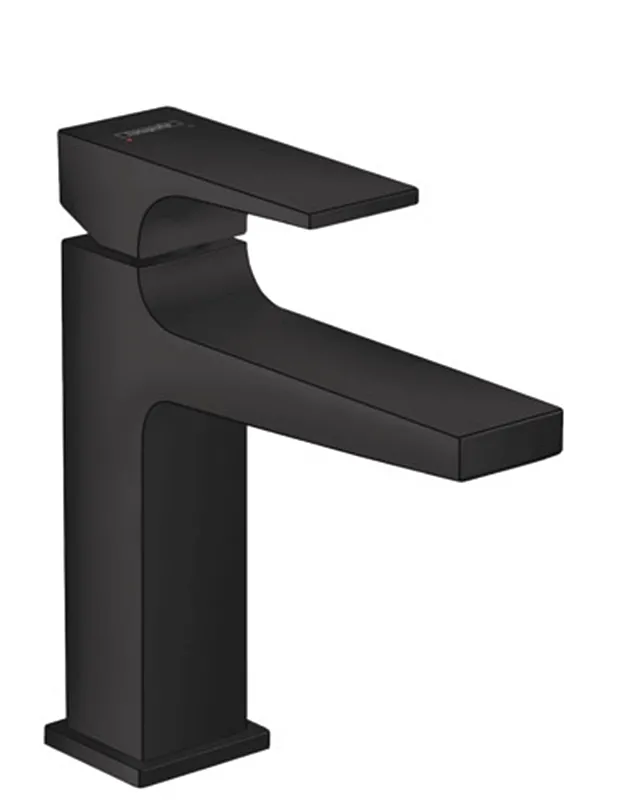 Смеситель для раковины Hansgrohe Metropol 110, однорычажный, со сливным клапаном Push- Open, матовый черный