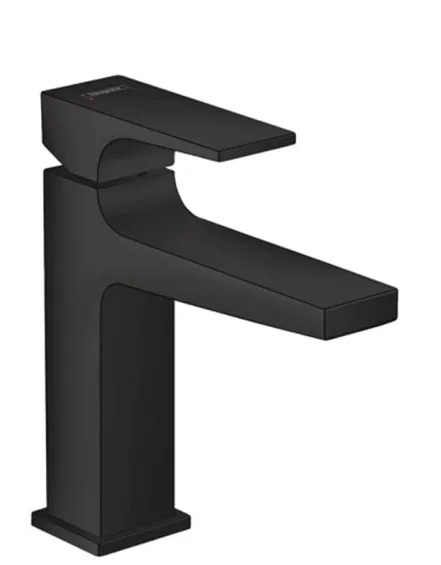 Смеситель для раковины Hansgrohe Metropol 110, однорычажный, со сливным клапаном Push- Open, матовый черный