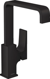 Смеситель для раковины Hansgrohe METROPOL, однорычажный с донным клапаном push-open, черный мат